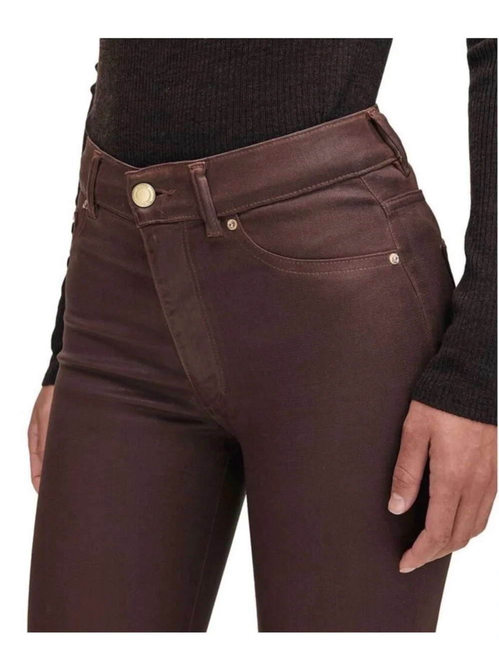 DL1961 Bridget Boot High Rise Instasculpt Coated Crop Jeans in Toffee Coated 25